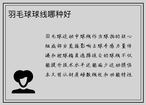 羽毛球球线哪种好